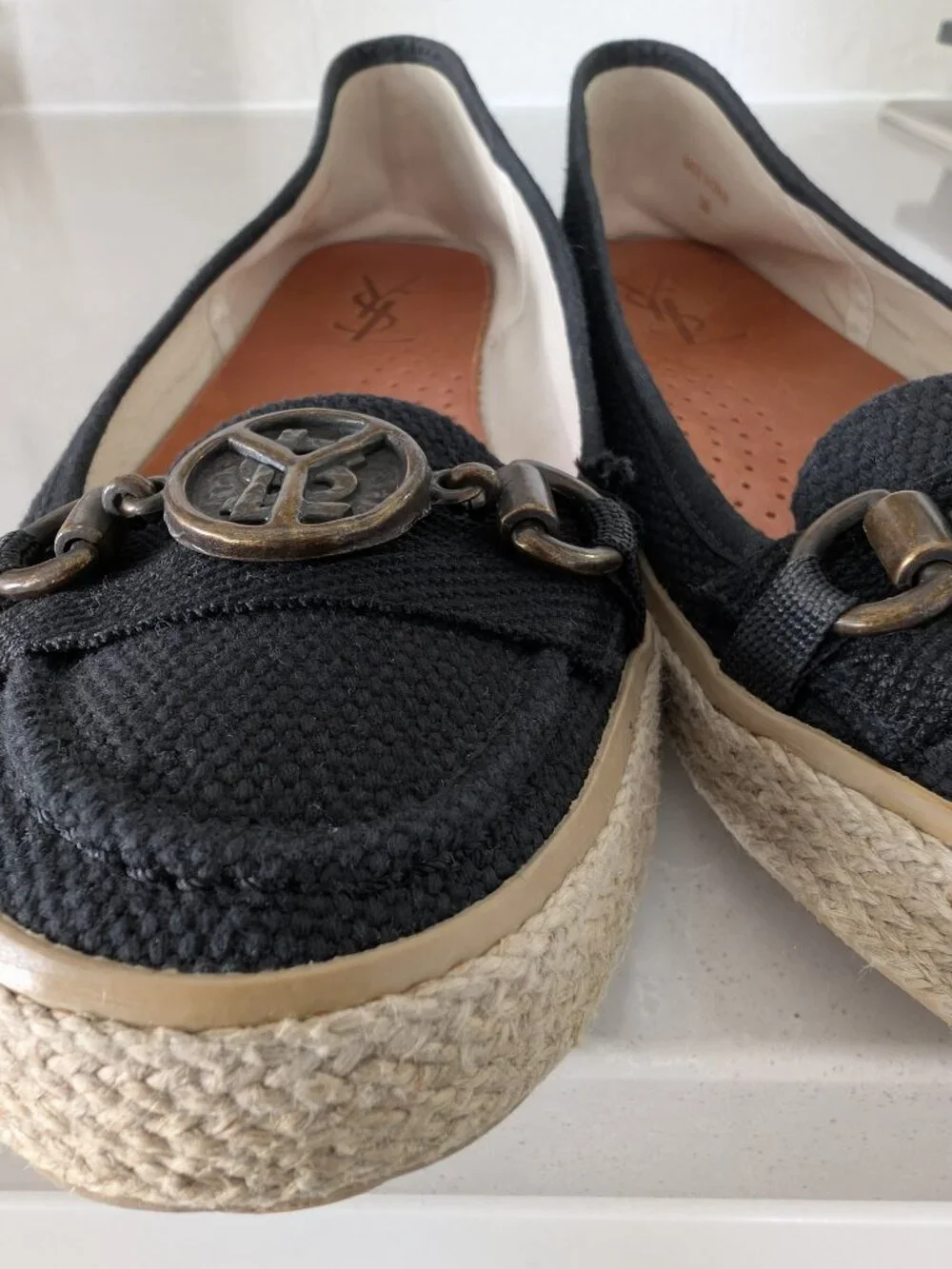 Yves Saint Laurent (YSL) Black Canvas Espadrille Flats – Women’s EU 38 / US 8